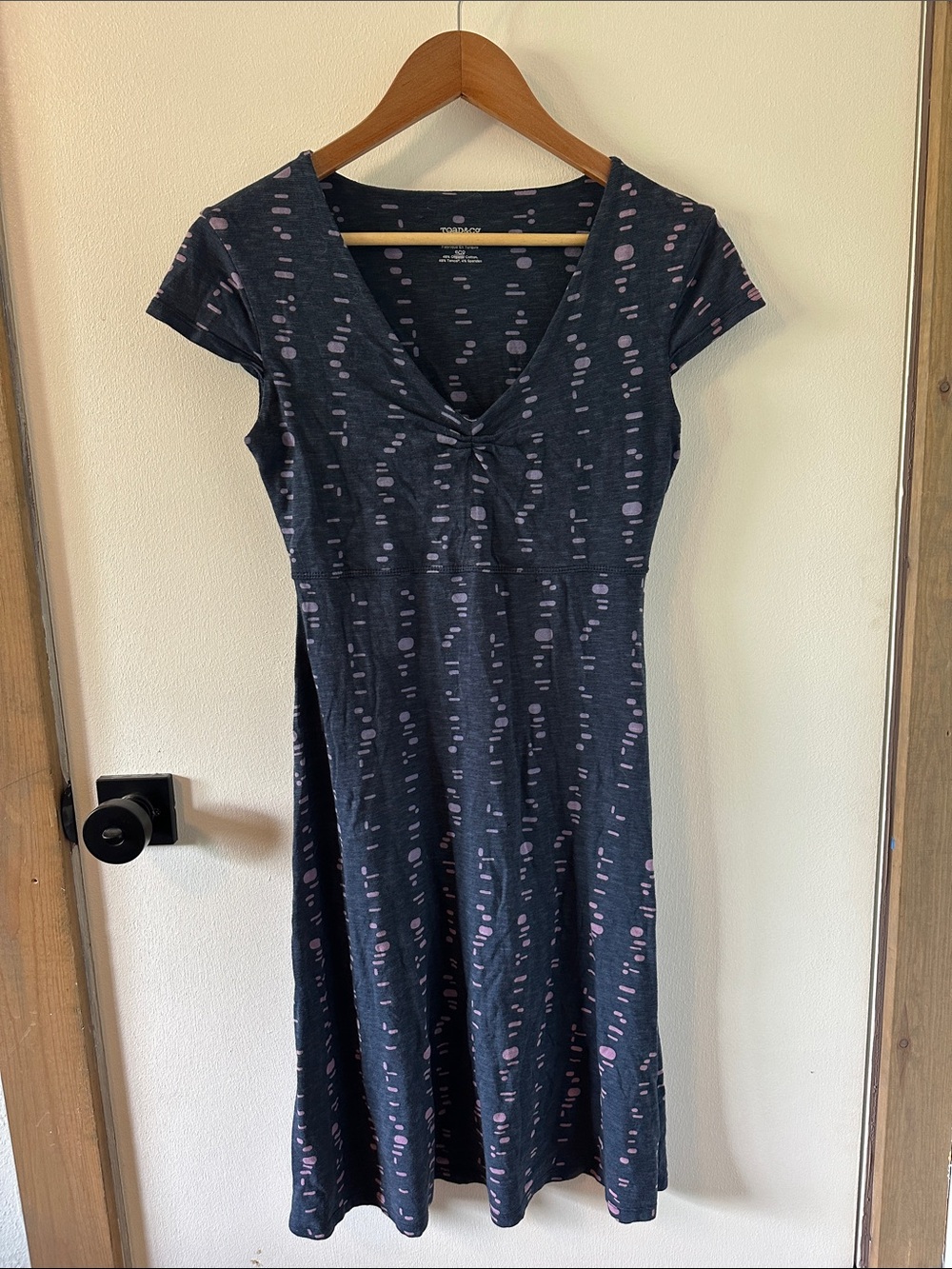 Toad&Co Navy and Lavender Dot Summer Dress